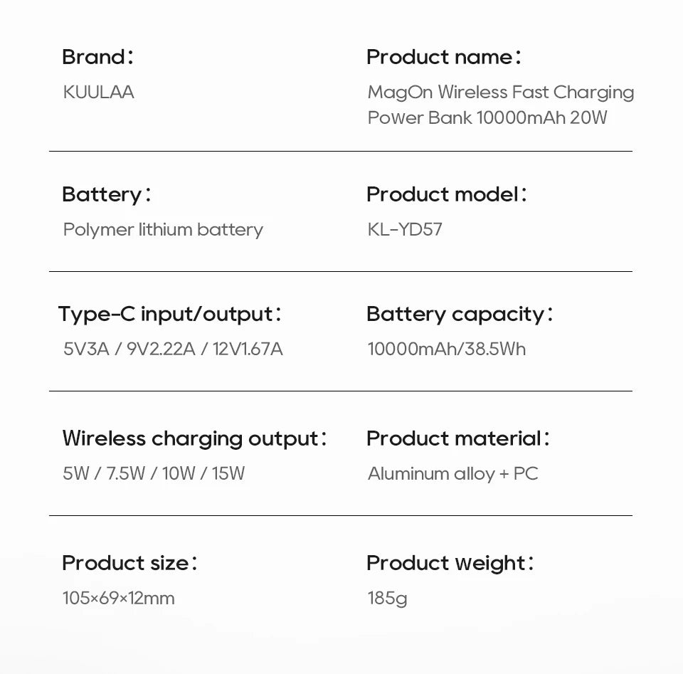 Power Bank 10000mAh Mini Magnetic powebank