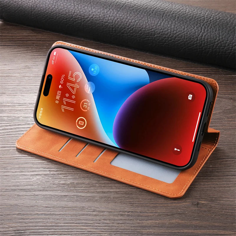 Retro Magnetic Flip Leather Case for iPhones