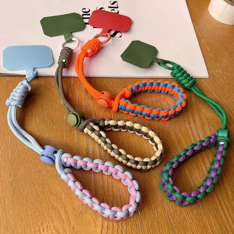 Handwoven adjustable mobile phone lanyard