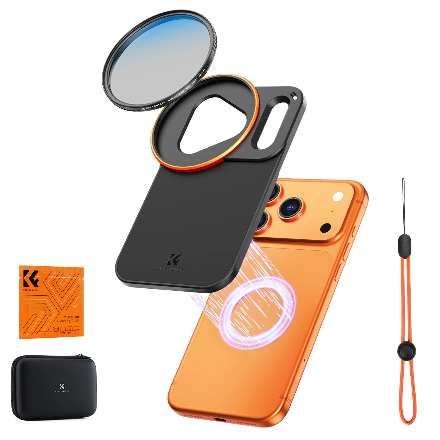 K&F CONCEPT 58mm Variable ND2-32 or CPL Polarizer Filter for iPhone 17 Pro
