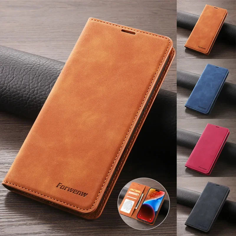 Retro Magnetic Flip Leather Case for iPhones