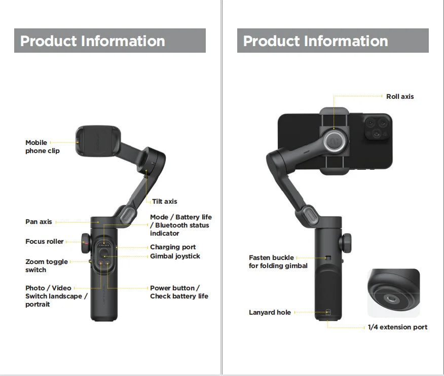 Handheld Gimbal Stabilizer SmartXE for iPhone Android AI Face