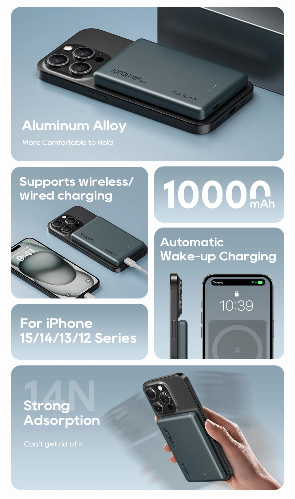 Power Bank 10000mAh Mini Magnetic powebank