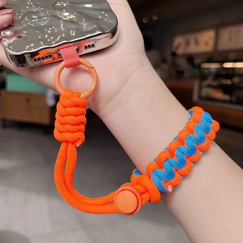 Handwoven adjustable mobile phone lanyard