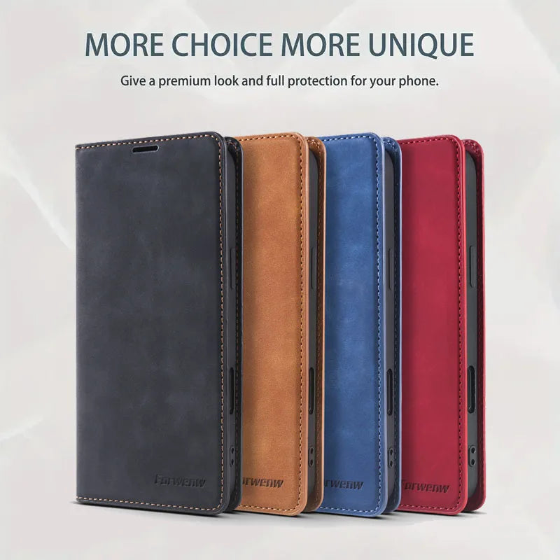 Retro Magnetic Flip Leather Case for iPhones