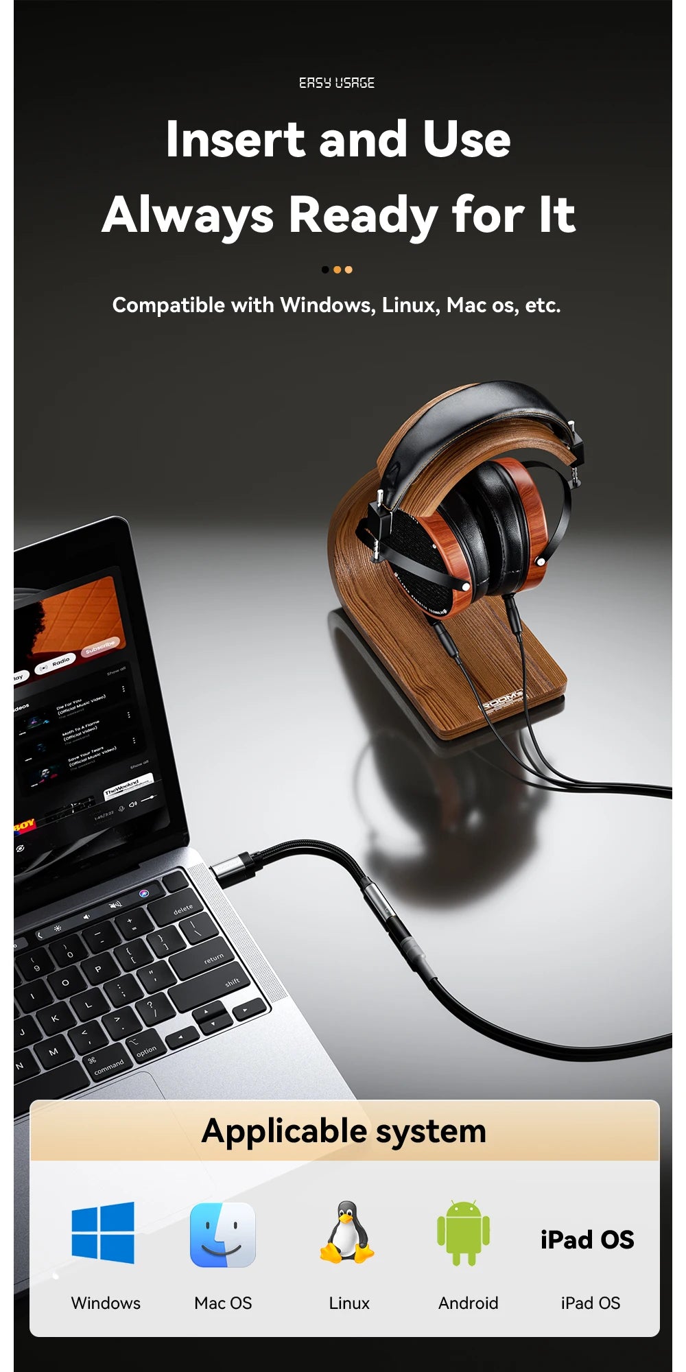 3.5mm jack Audio Adapter Headphone Aux Cable Type C and  iphone