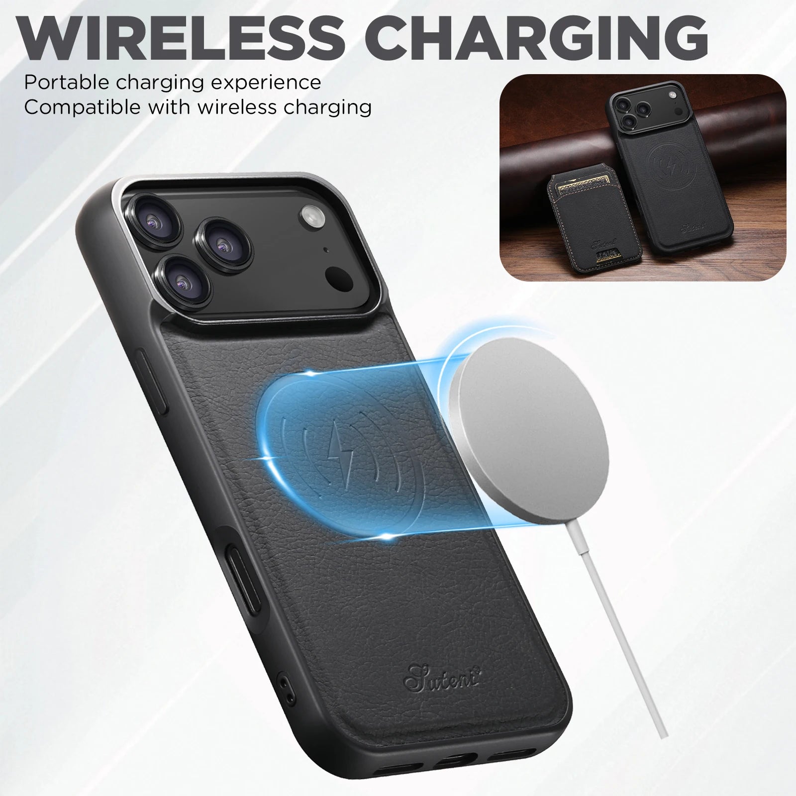 Wireless Charging leather Phone Case