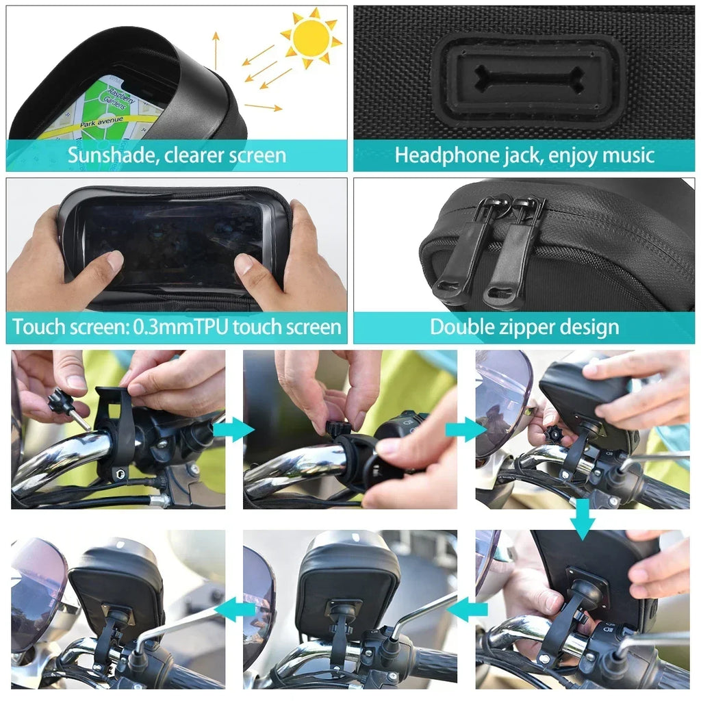 Bicycle Motorcycle Waterproof 360° Rotation Phone Holder