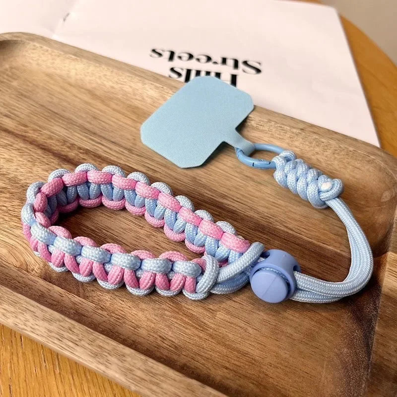 Handwoven adjustable mobile phone lanyard