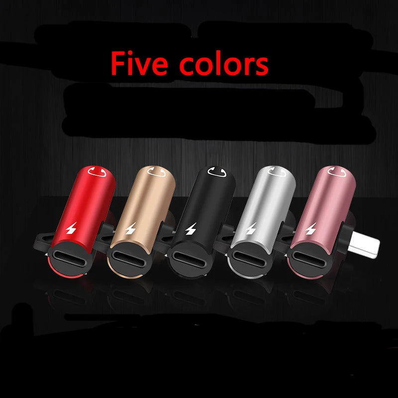 NEW 2 IN 1 Audio Headphone Charging Dual Adapter Splitter For iPhone For 3.5mm Jack to Earphone