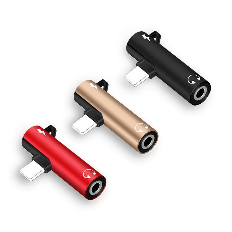 NEW 2 IN 1 Audio Headphone Charging Dual Adapter Splitter For iPhone For 3.5mm Jack to Earphone