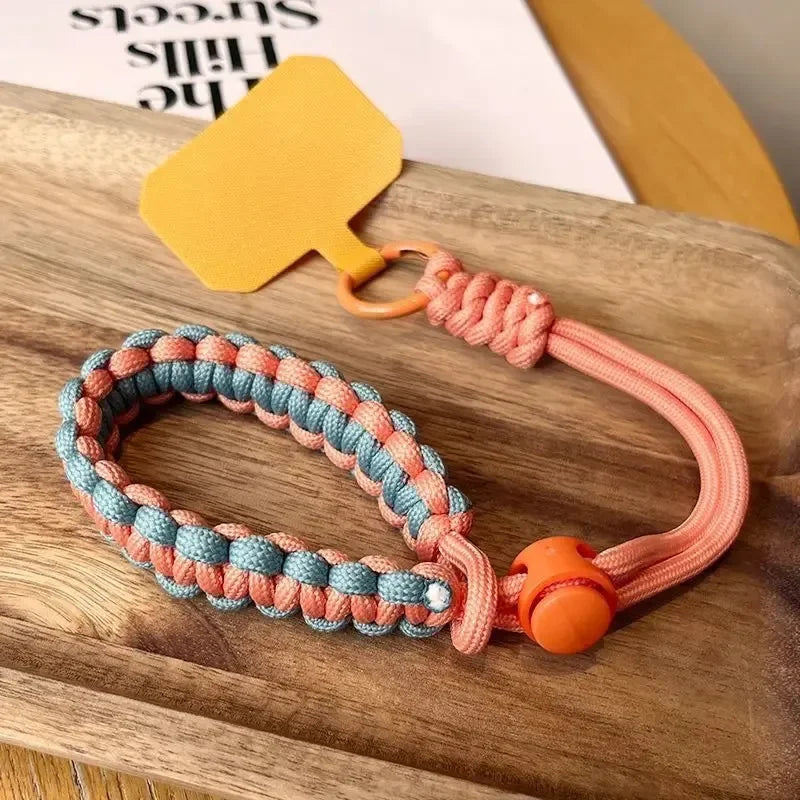 Handwoven adjustable mobile phone lanyard