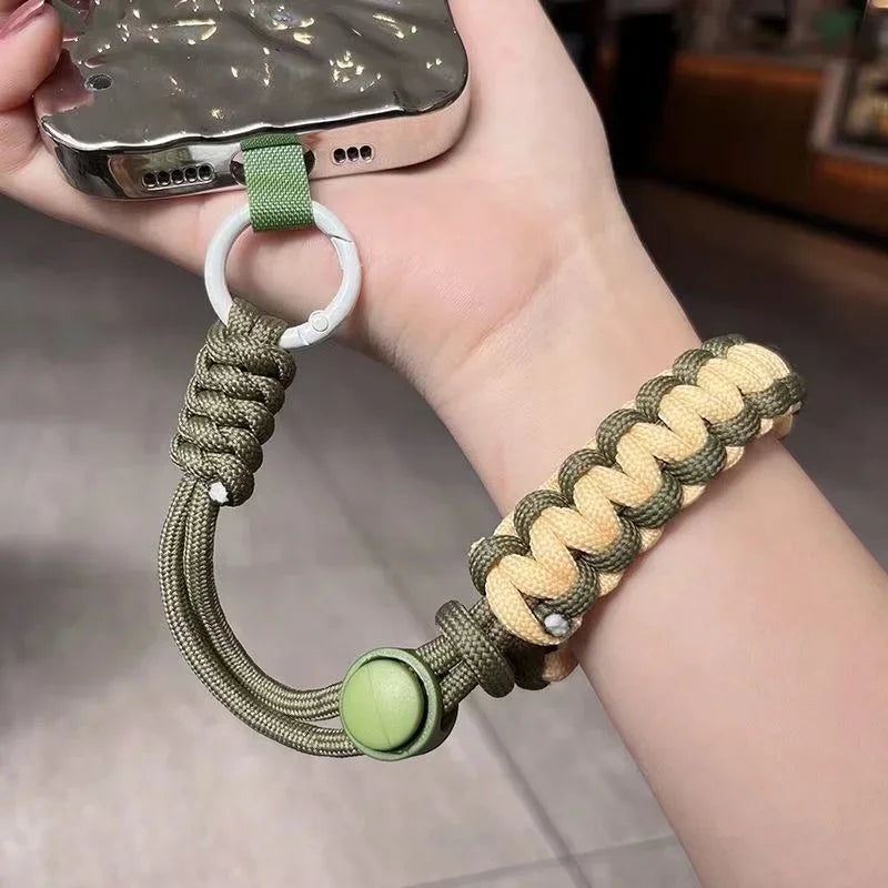 Handwoven adjustable mobile phone lanyard