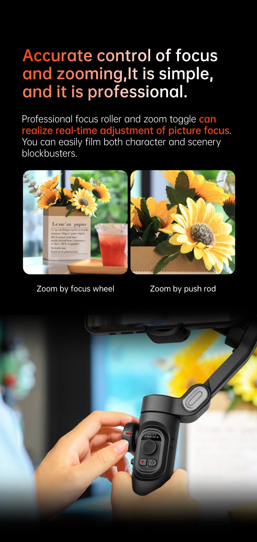 Handheld Gimbal Stabilizer SmartXE for iPhone Android AI Face