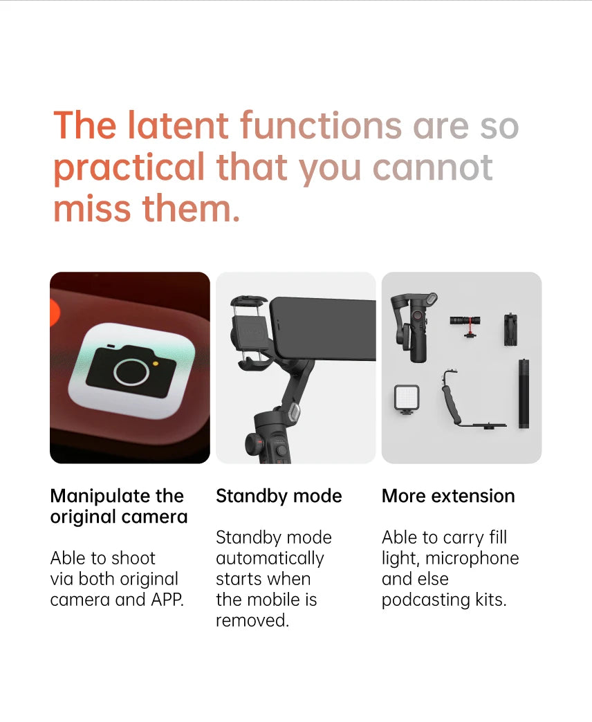 Handheld Gimbal Stabilizer SmartXE for iPhone Android AI Face