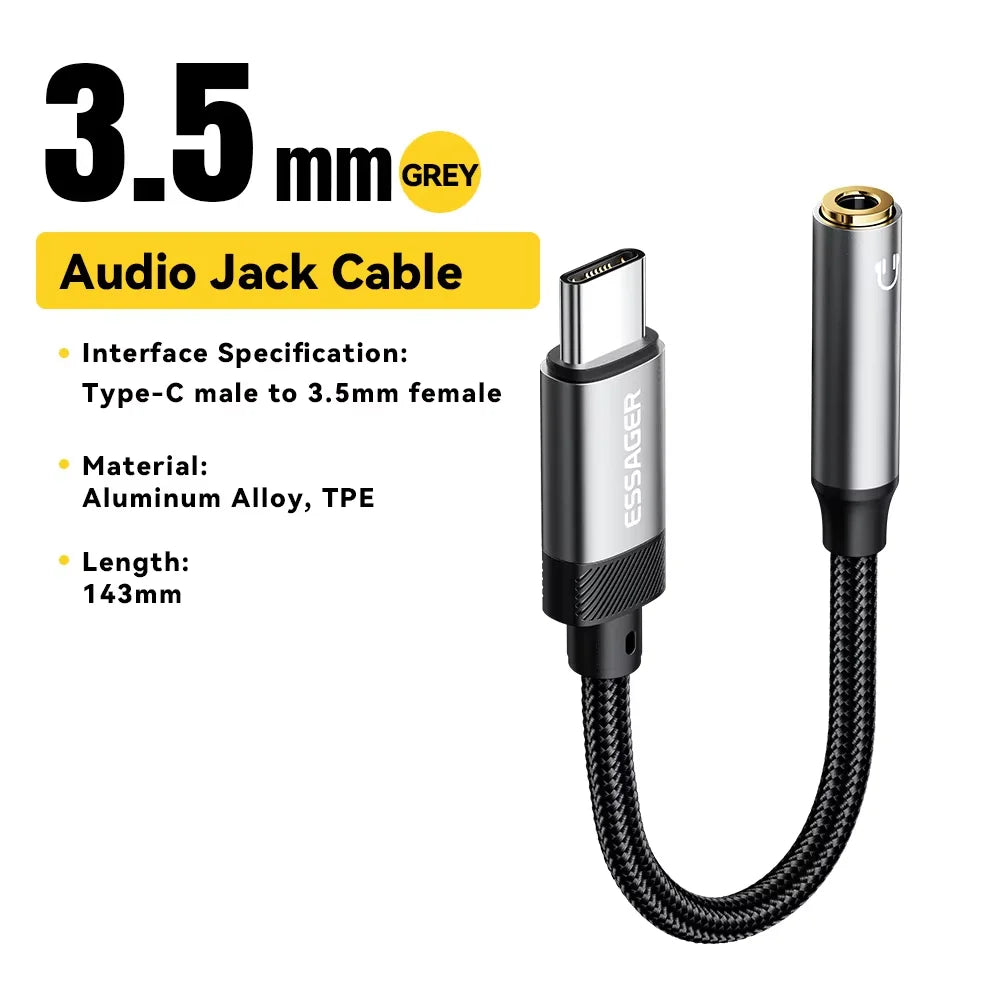 3.5mm jack Audio Adapter Headphone Aux Cable Type C and  iphone