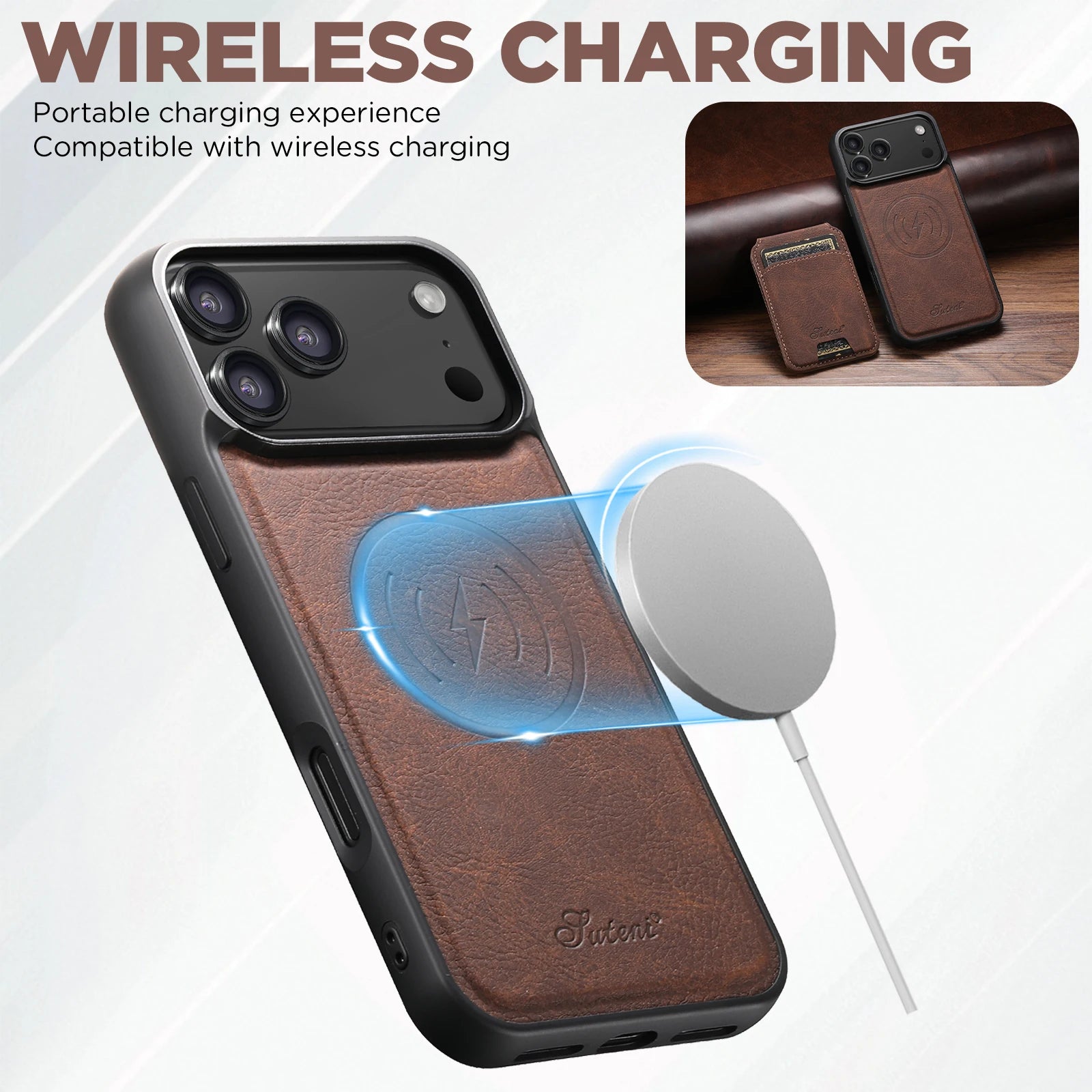 Wireless Charging leather Phone Case