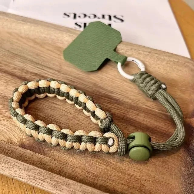 Handwoven adjustable mobile phone lanyard
