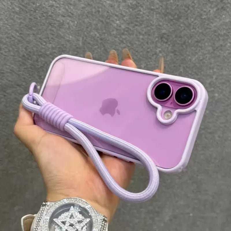 Luxury Candy Colour Bumper With Lanyard Phone Case