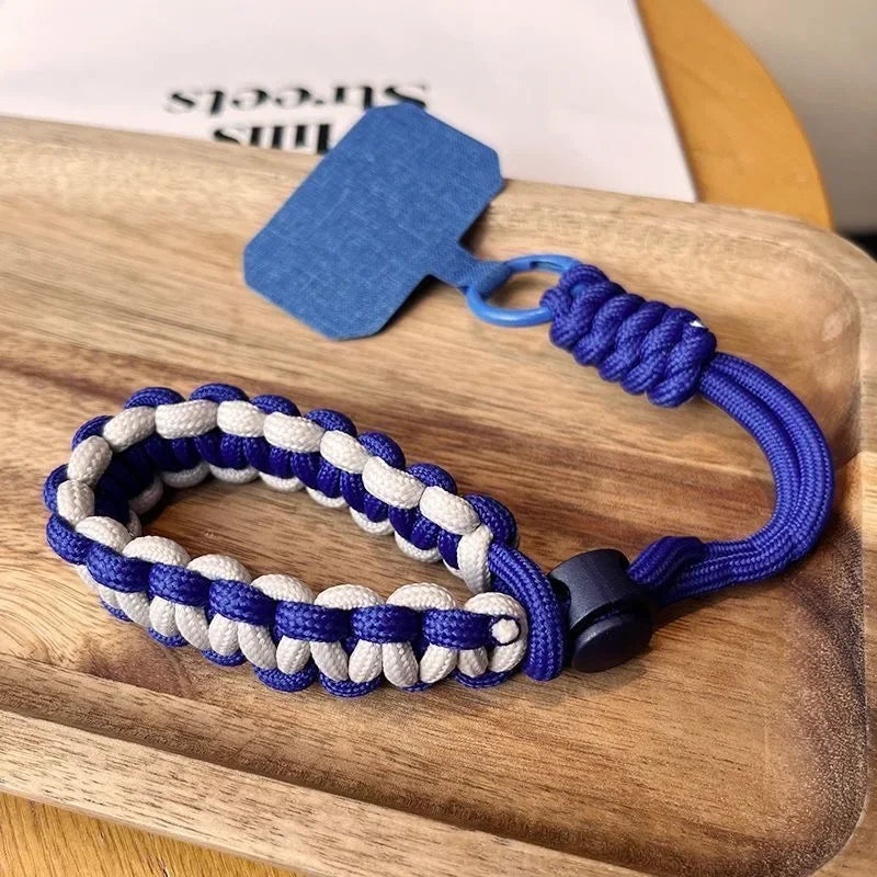 Handwoven adjustable mobile phone lanyard