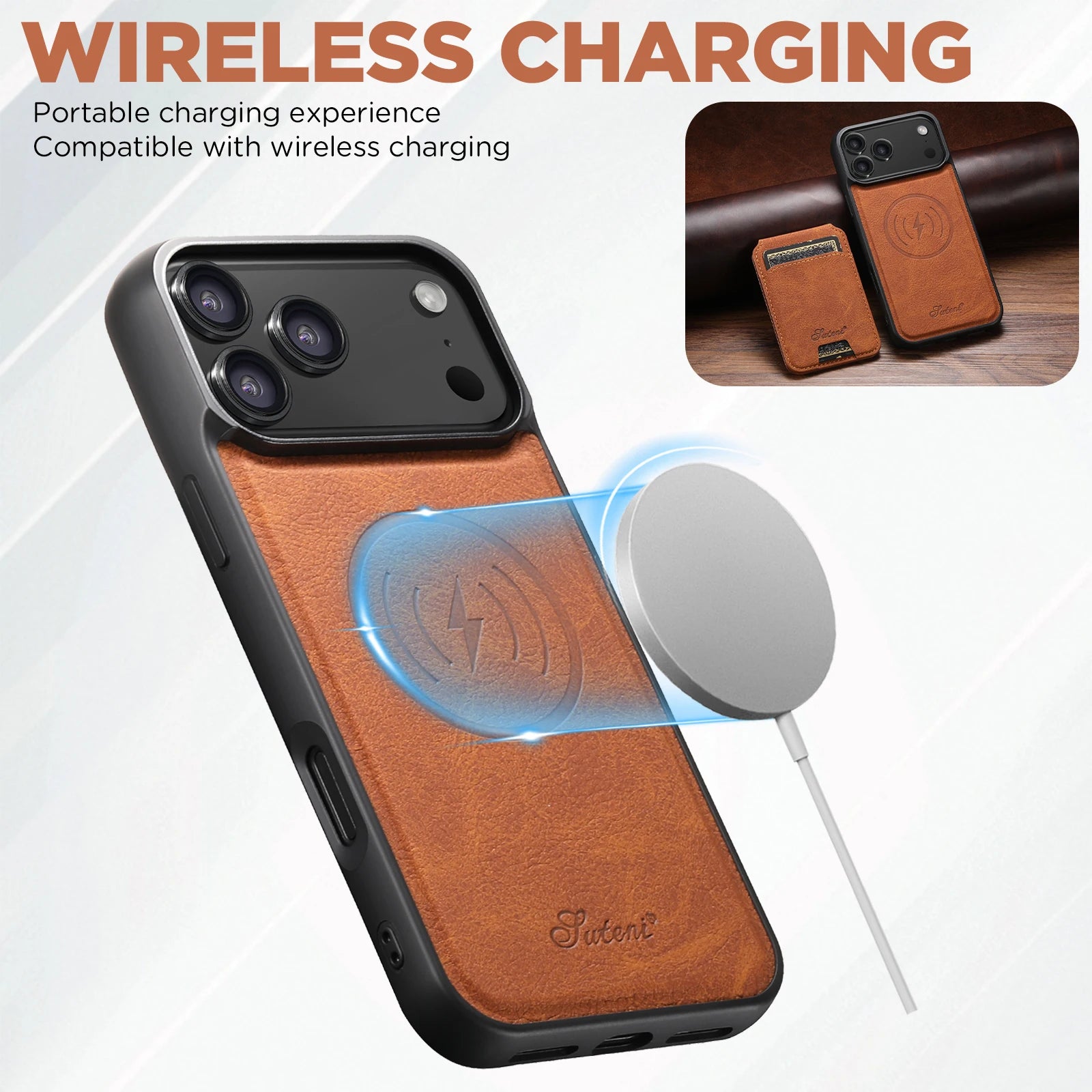 Wireless Charging leather Phone Case