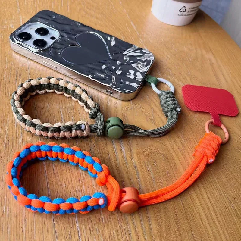 Handwoven adjustable mobile phone lanyard