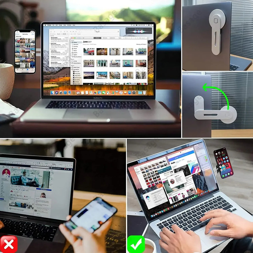 Magnetic Laptop Phone Holder Computer Monitor Side