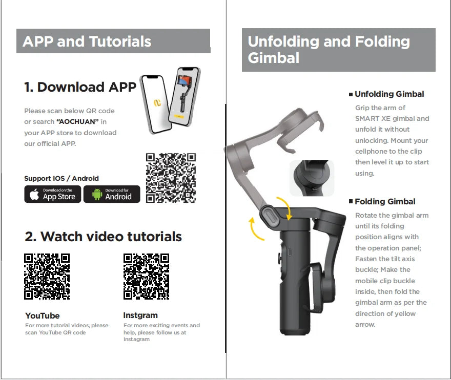 Handheld Gimbal Stabilizer SmartXE for iPhone Android AI Face