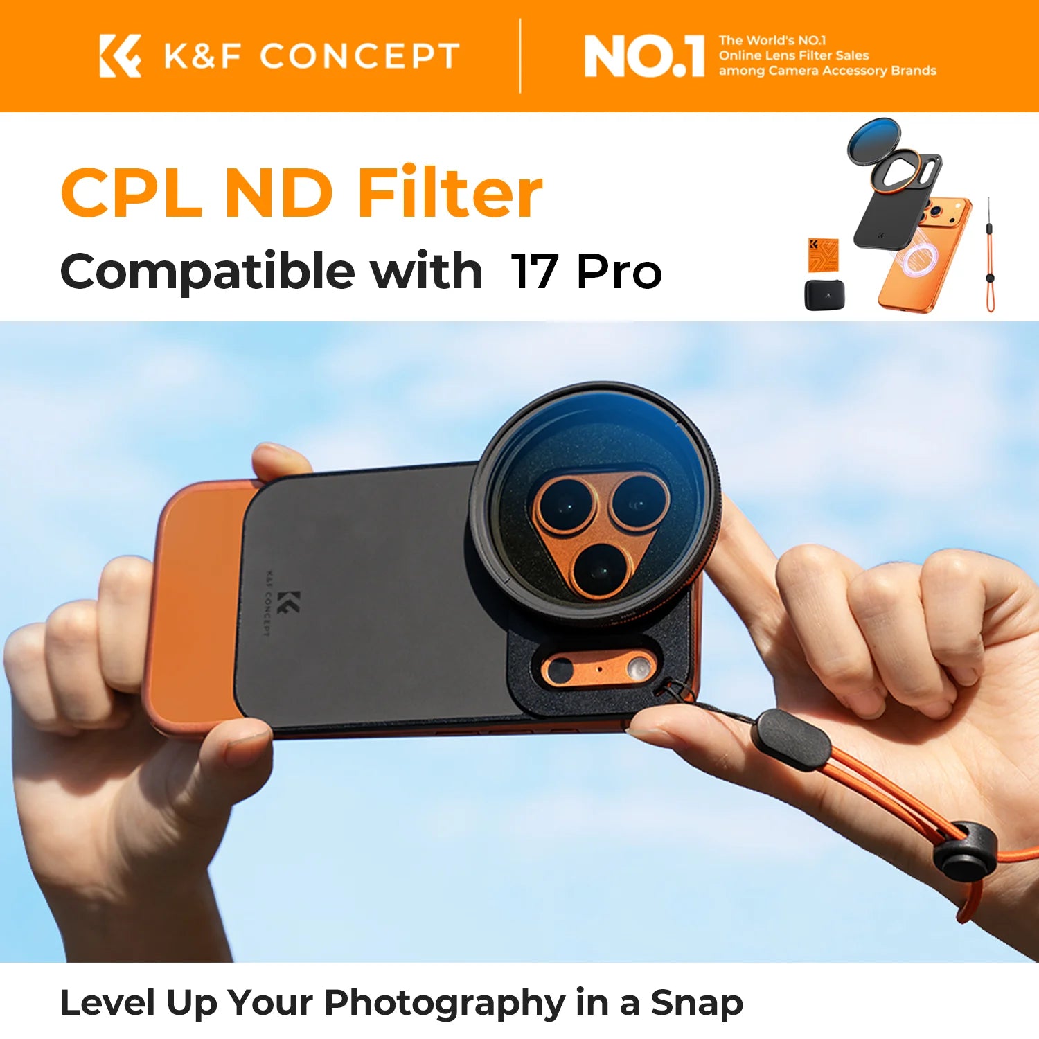 K&F CONCEPT 58mm Variable ND2-32 or CPL Polarizer Filter for iPhone 17 Pro