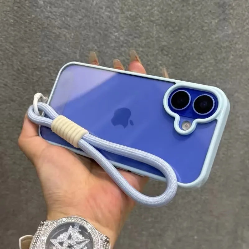 Luxury Candy Colour Bumper With Lanyard Phone Case