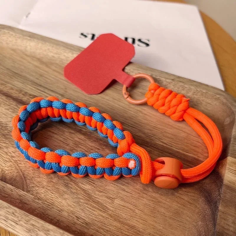 Handwoven adjustable mobile phone lanyard