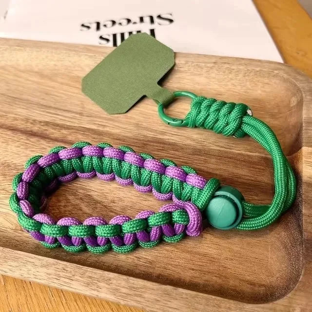 Handwoven adjustable mobile phone lanyard