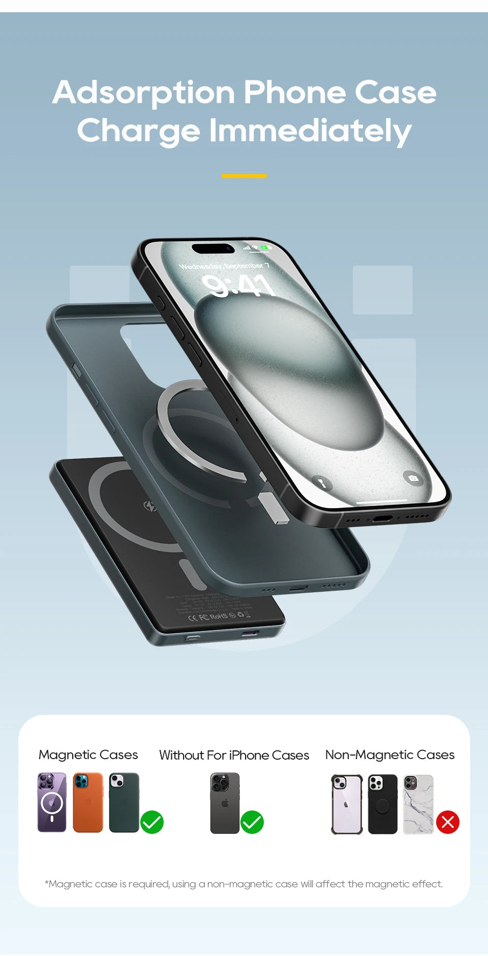 Power Bank 10000mAh Mini Magnetic powebank