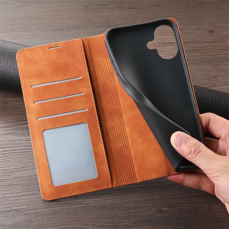 Retro Magnetic Flip Leather Case for iPhones