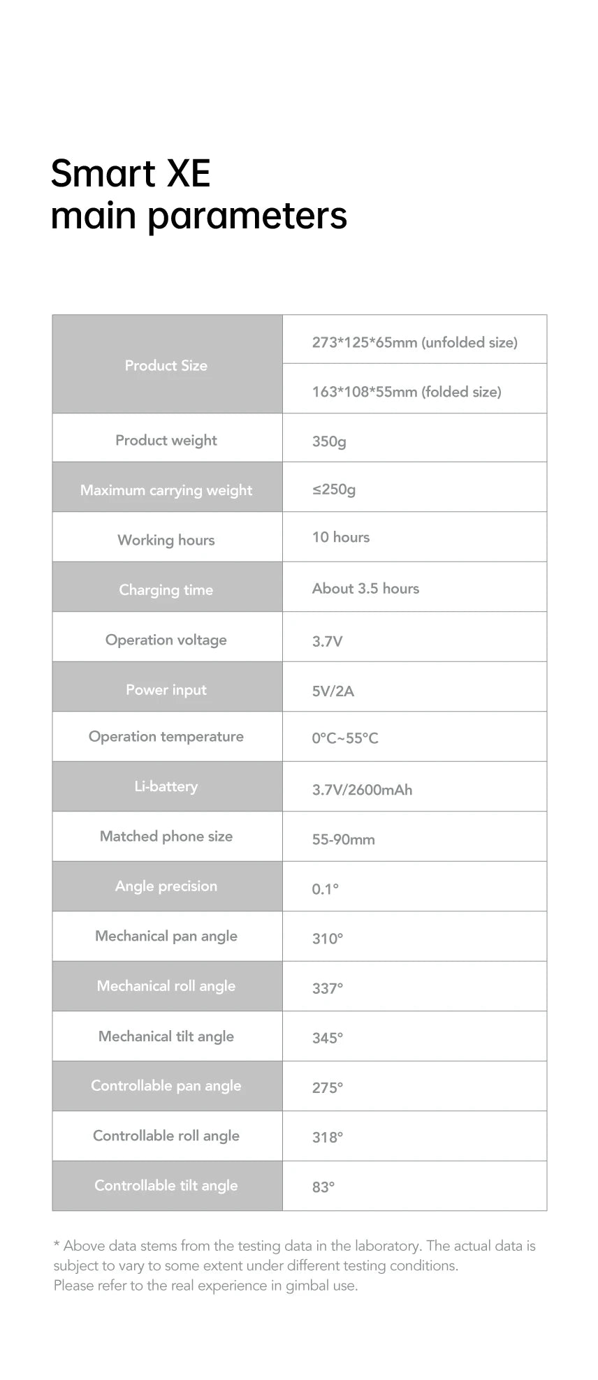 Handheld Gimbal Stabilizer SmartXE for iPhone Android AI Face
