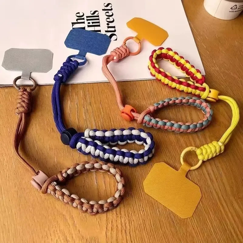 Handwoven adjustable mobile phone lanyard