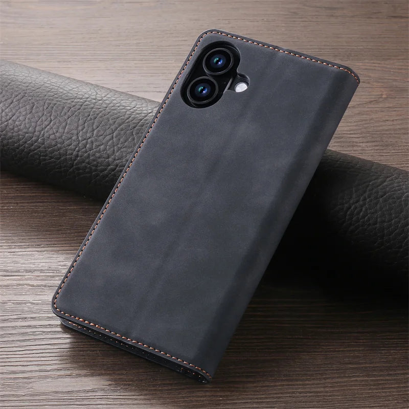 Retro Magnetic Flip Leather Case for iPhones