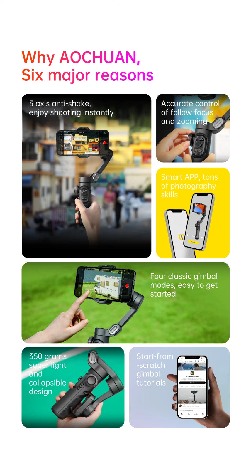 Handheld Gimbal Stabilizer SmartXE for iPhone Android AI Face
